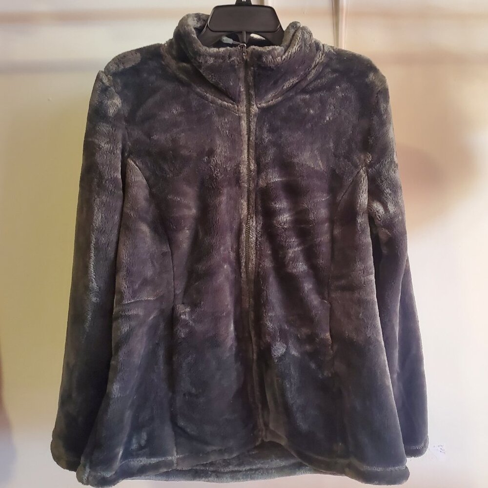 NWT 32 Degrees Heat Women's Plush Faux Fur Teddy Jacket Gray Size L $80 FFF315